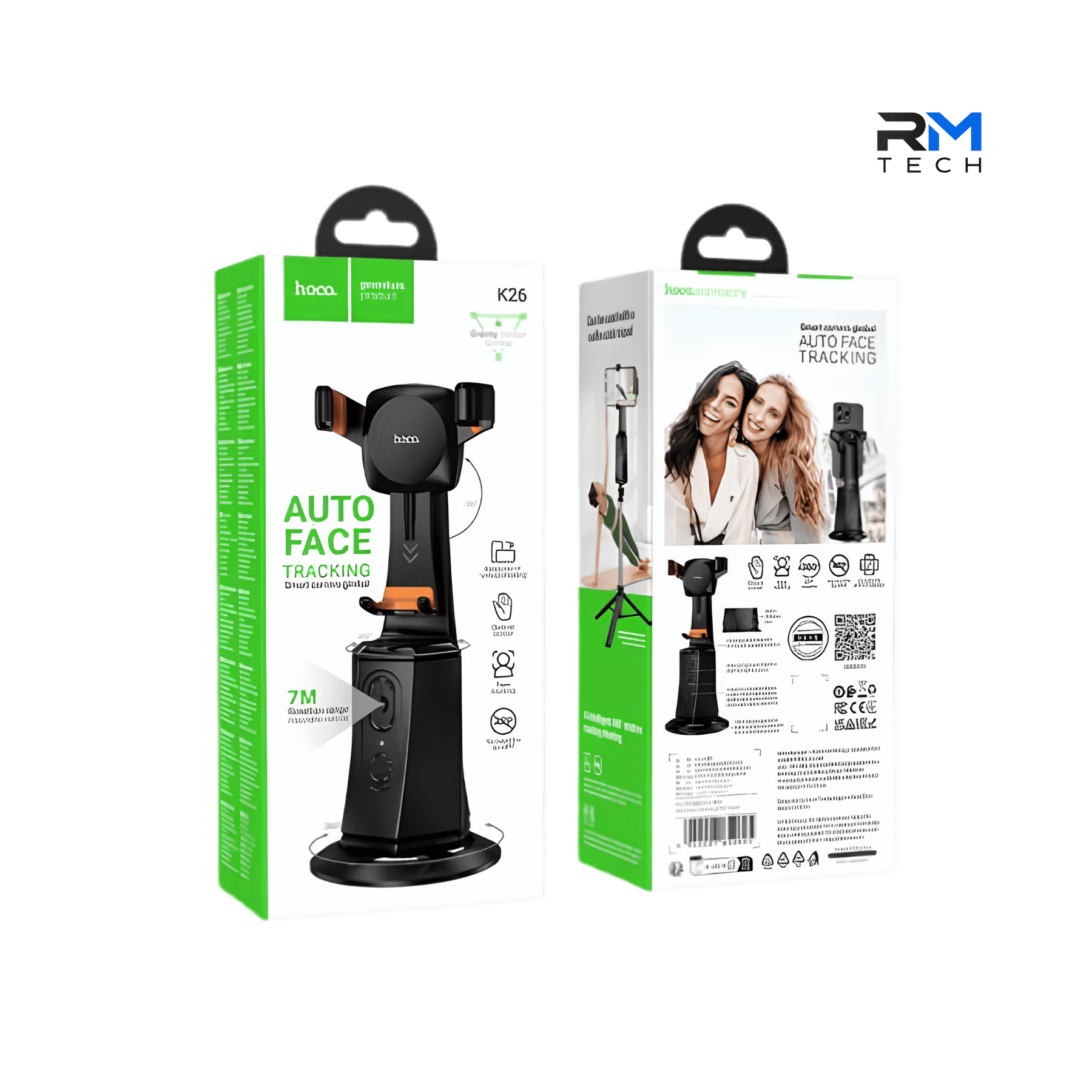 HOCO K26 Auto Face Tracking Phone Holder with 360° Rotation & Gesture Control – Black