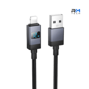 HOCO X118 USB-A to Lightning Digital Display Fast Charging Cable – 24W, 1M – Black
