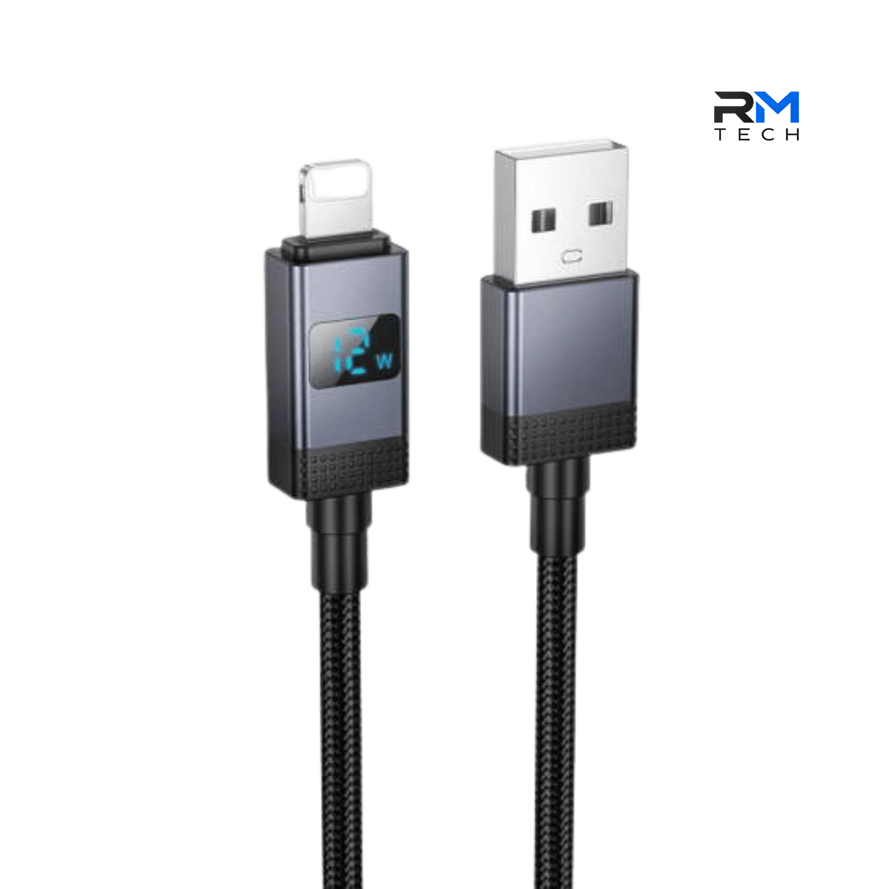 HOCO X118 USB-A to Lightning Digital Display Fast Charging Cable – 24W, 1M – Black