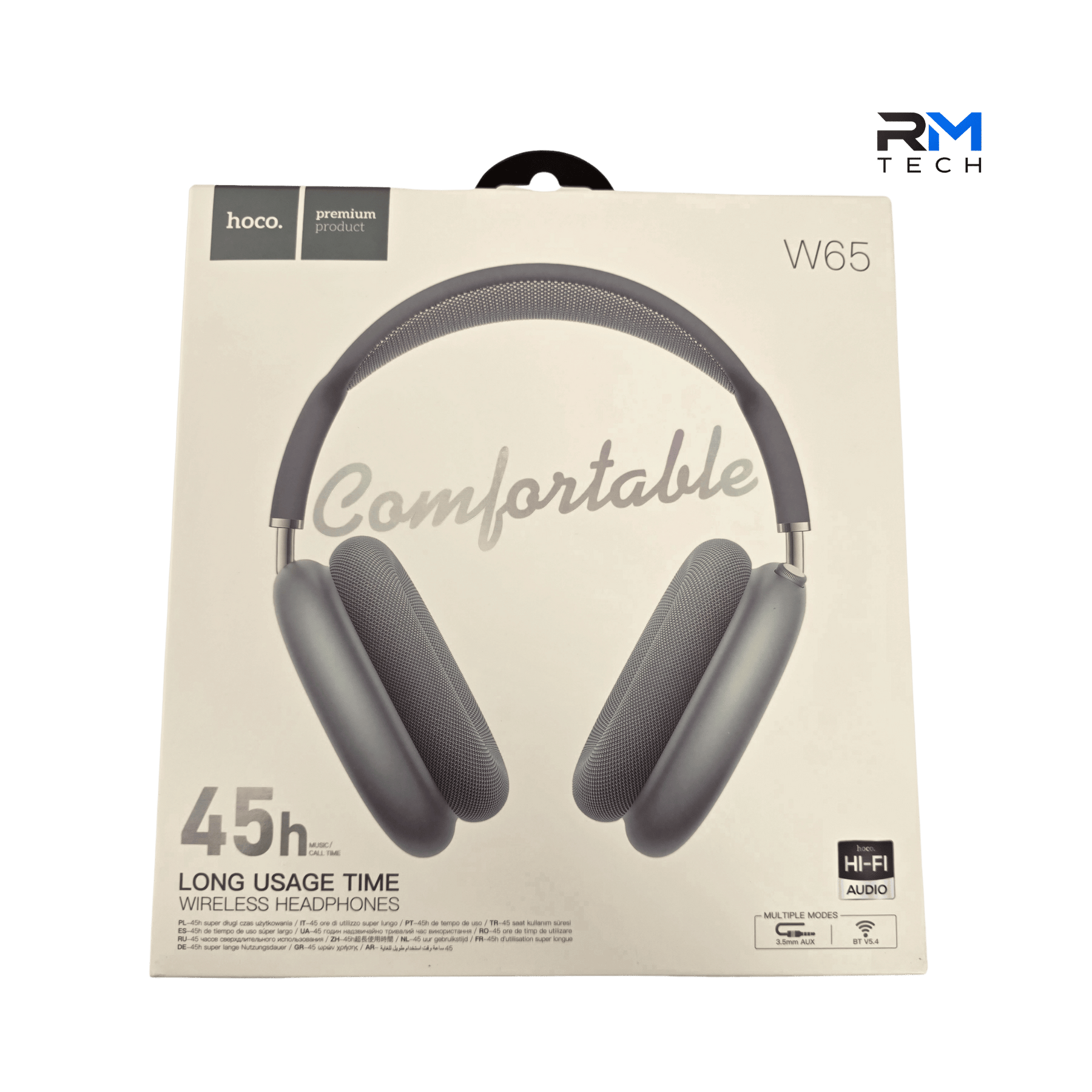 HOCO W65 Wireless Bluetooth Headphones – 45 Hours Playtime | Beige