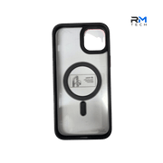 MagSafe Clear Case for iPhone 15 Plus – Shockproof Transparent Magnetic Protective Cover (Black & Red Camera Frame)
