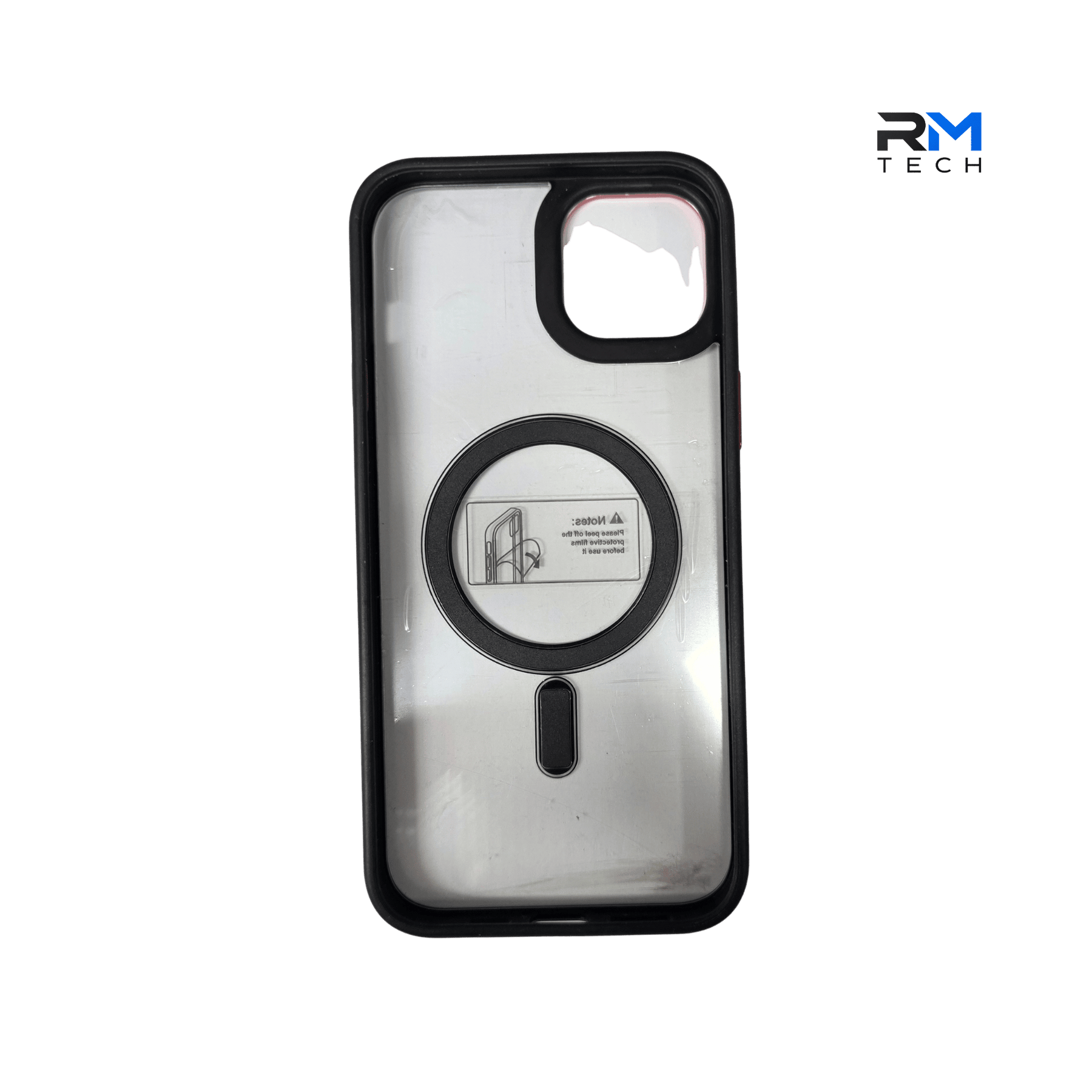 MagSafe Clear Case for iPhone 15 Plus – Shockproof Transparent Magnetic Protective Cover (Black & Red Camera Frame)