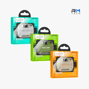 HOCO EW55 Spinner Cyberpunk True Wireless Bluetooth Earbuds with Transparent Charging Case – White / Gold / Green