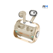 HOCO EW55 Spinner Cyberpunk True Wireless Bluetooth Earbuds with Transparent Charging Case – White / Gold / Green