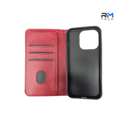 Premium Leather Wallet Case for iPhone 15 Pro – Flip Folio Cover with Card Holder & Stand