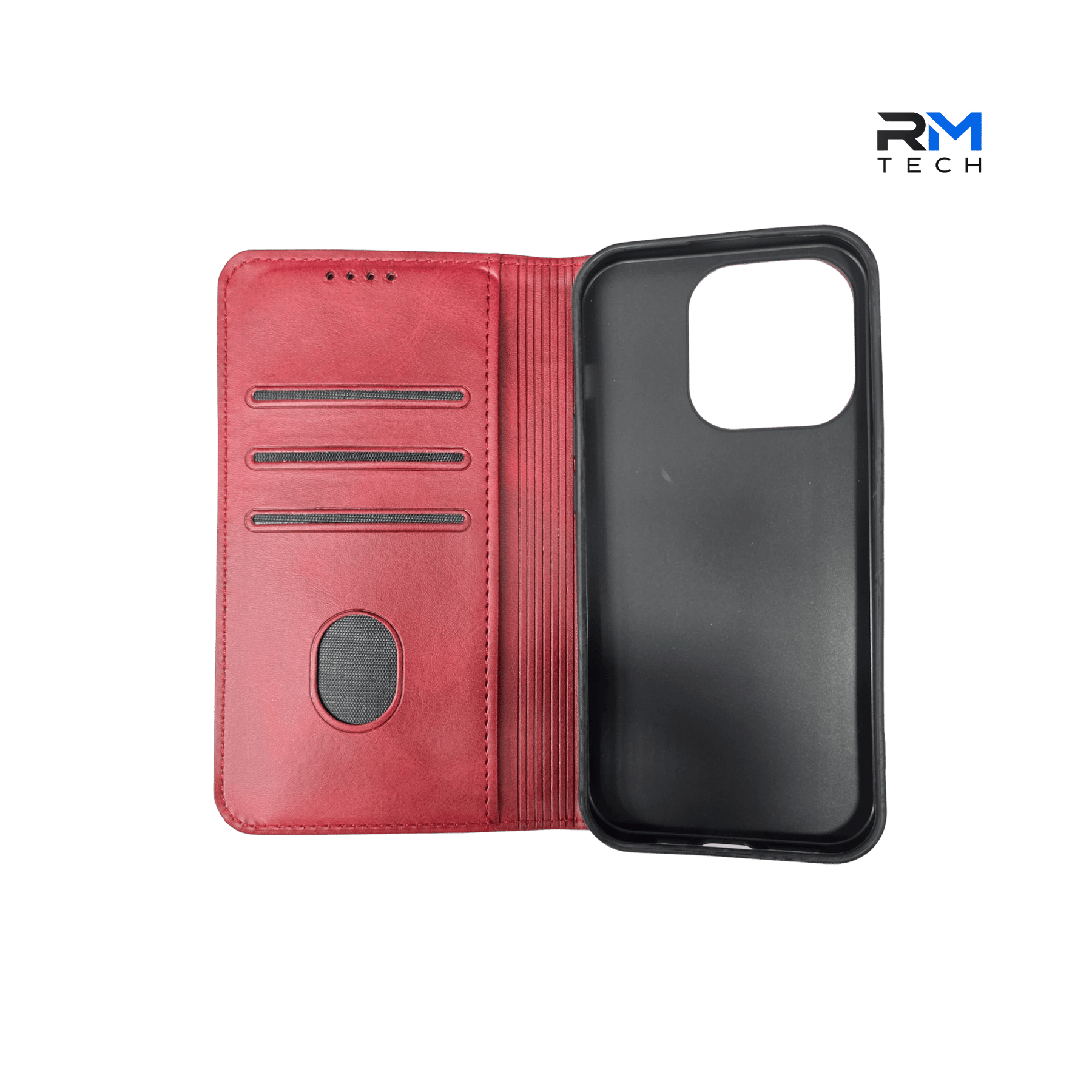Premium Leather Wallet Case for iPhone 15 Pro – Flip Folio Cover with Card Holder & Stand