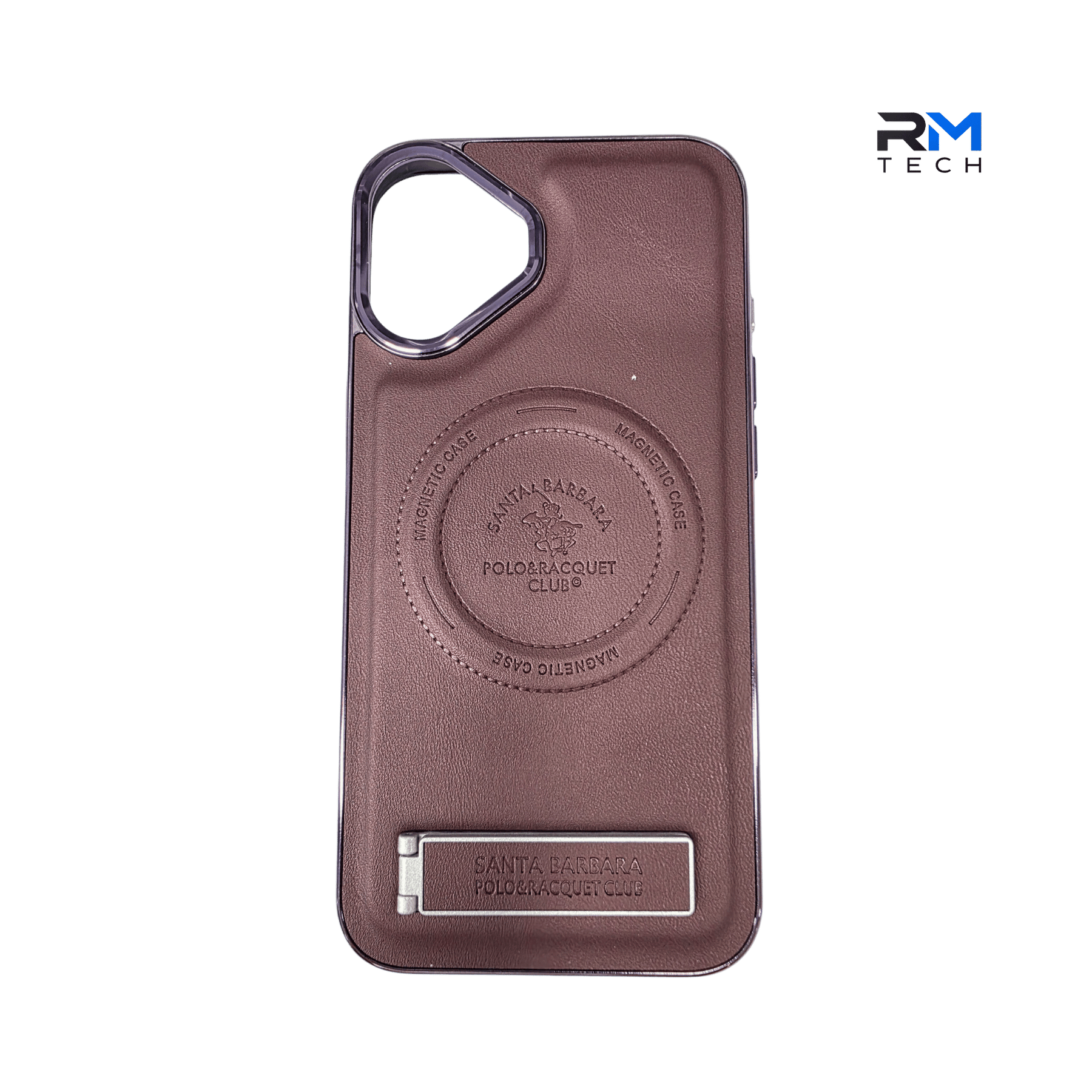 Luxury Leather MagSafe Kickstand Case for iPhone 16 – Brown Magnetic Protective Cover