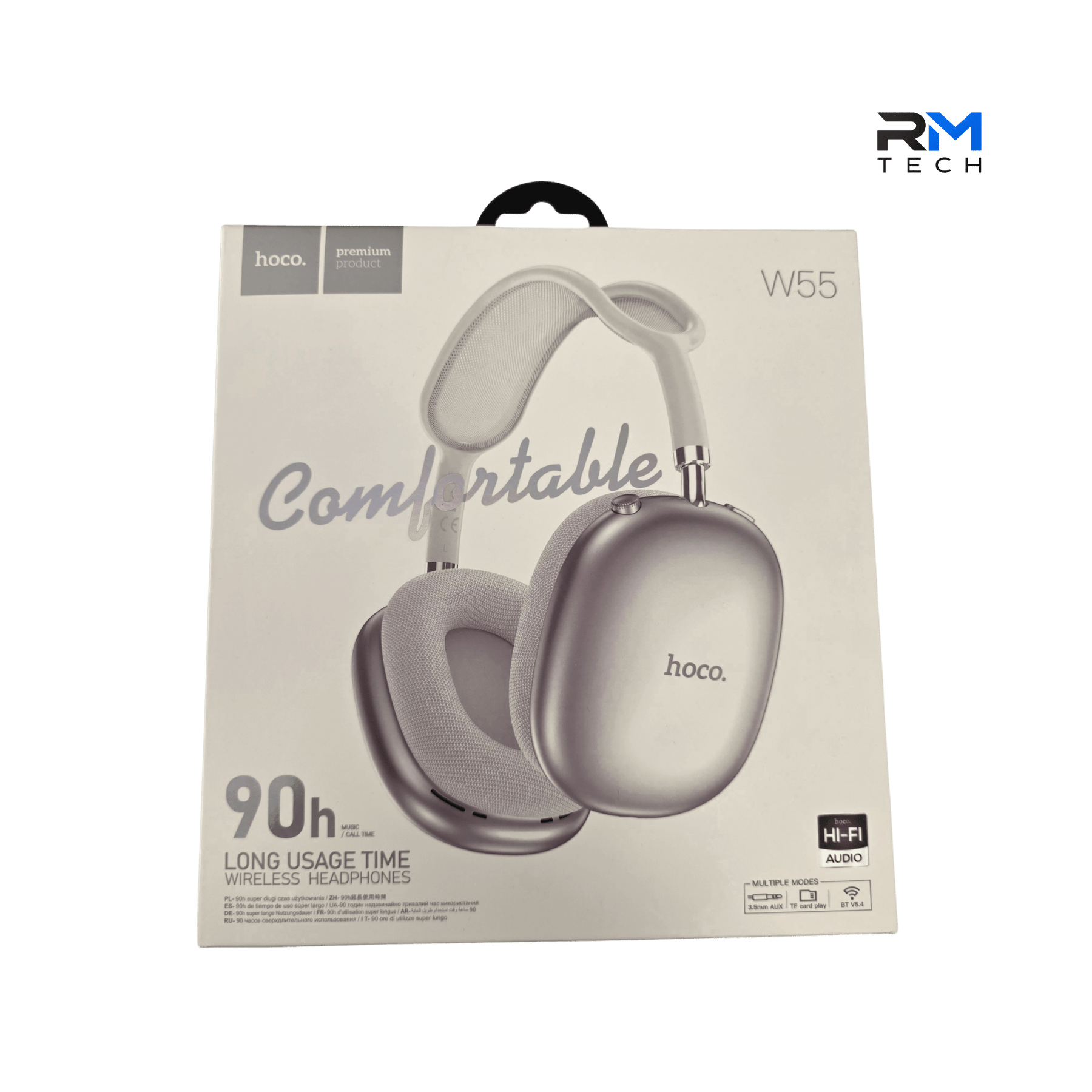 HOCO W55 Wireless Bluetooth Headphones – 90 Hours Playtime | Silver