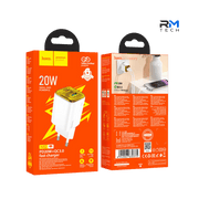 HOCO N52 PD20W + QC3.0 Fast Wall Charger – 20W USB-C & 18W USB-A Dual Port EU Plug – White