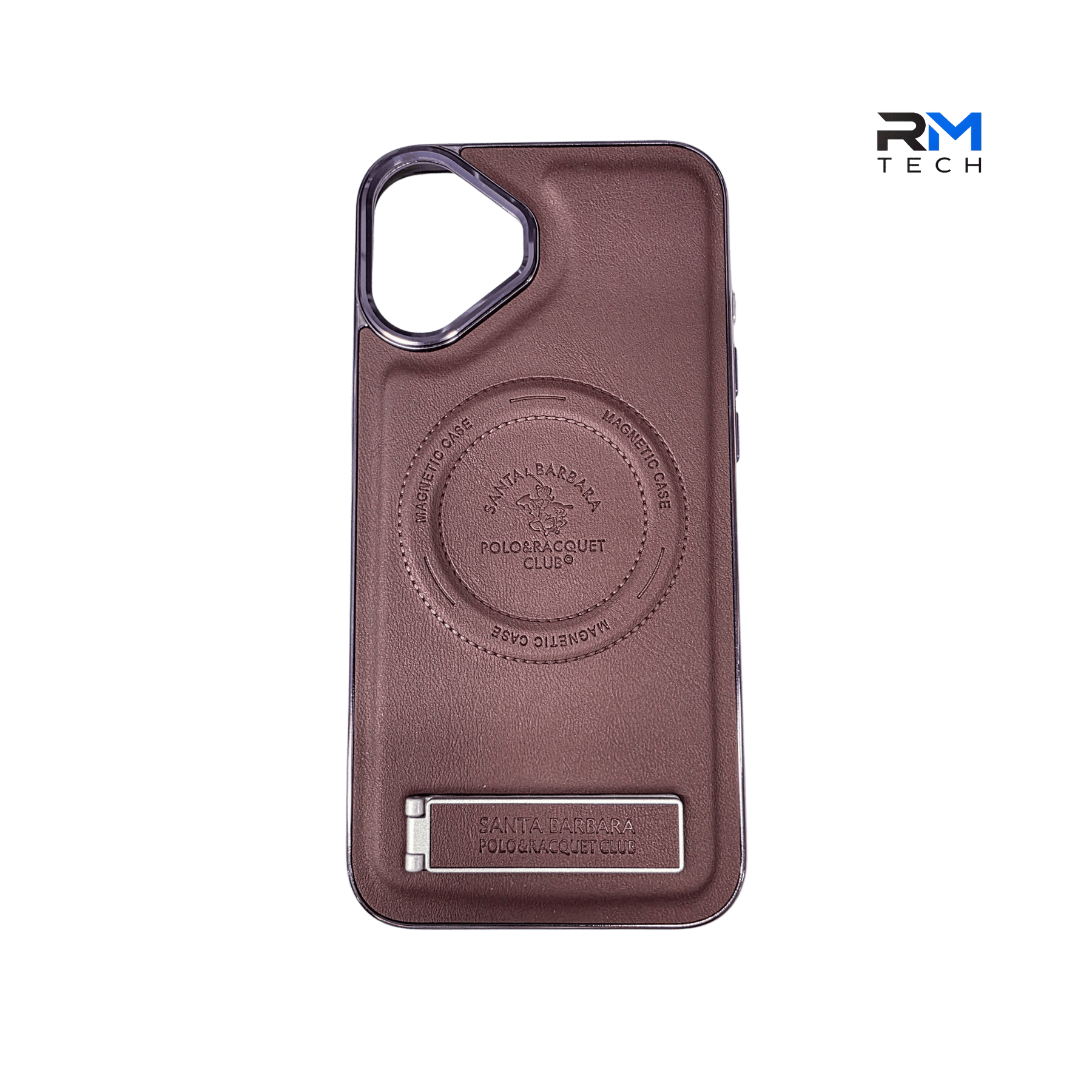 Luxury Leather MagSafe Kickstand Case for iPhone 16 Plus – Premium Magnetic Stand Cover (Brown)
