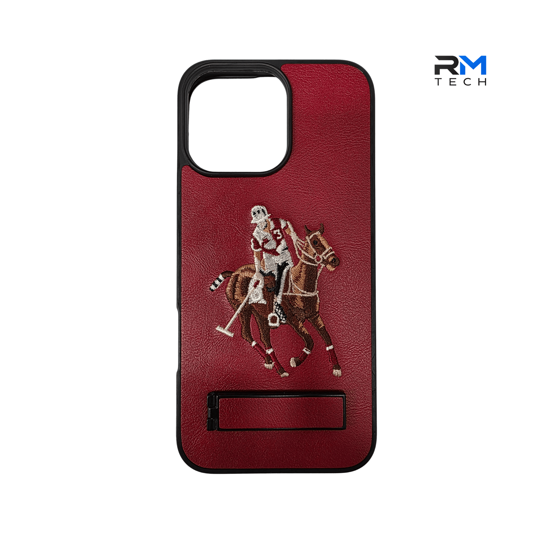 Luxury Polo Horse Leather Case with Kickstand for iPhone 16 Pro Max – Premium Shockproof Cover