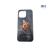 Luxury Polo Horse Leather Case with Kickstand for iPhone 16 Pro Max – Premium Shockproof Cover