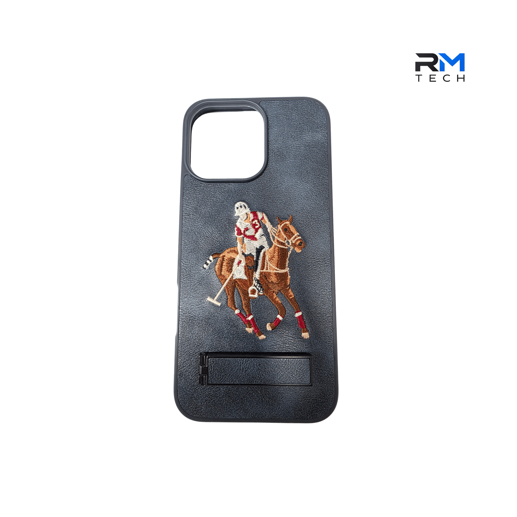 Luxury Polo Horse Leather Case with Kickstand for iPhone 16 Pro Max – Premium Shockproof Cover