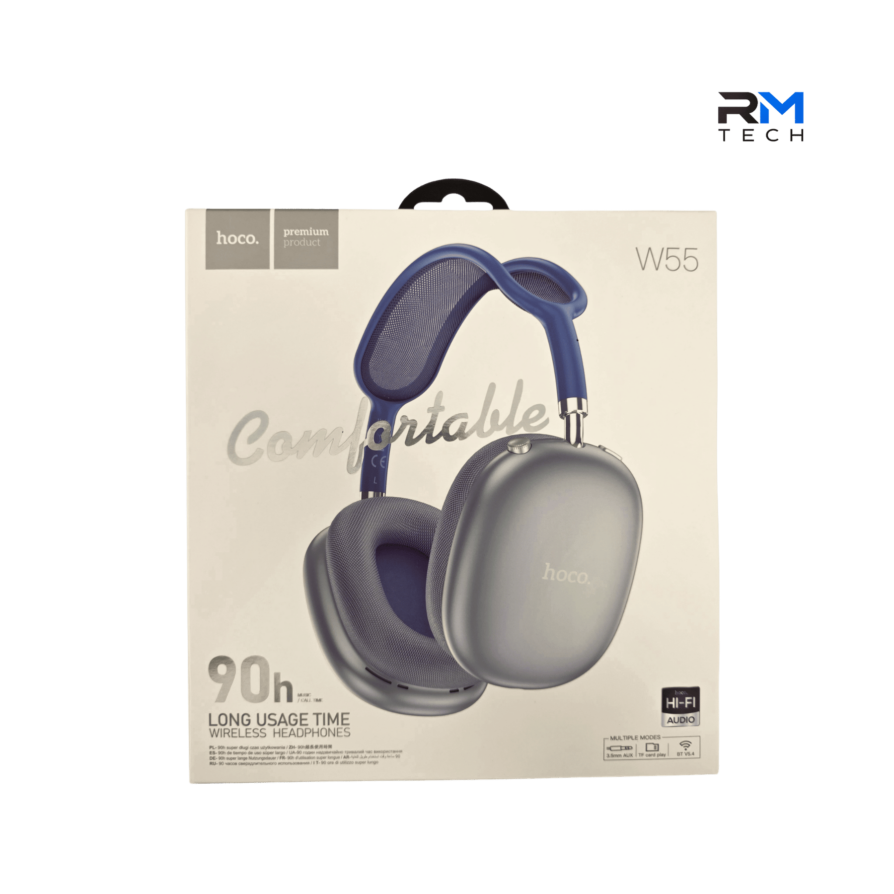 HOCO W55 Wireless Bluetooth Headphones – 90 Hours Playtime | Silver