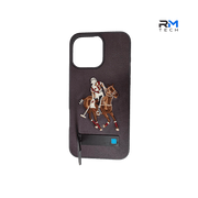 Luxury Polo Horse Leather Case with Kickstand for iPhone 16 Pro Max – Premium Shockproof Cover