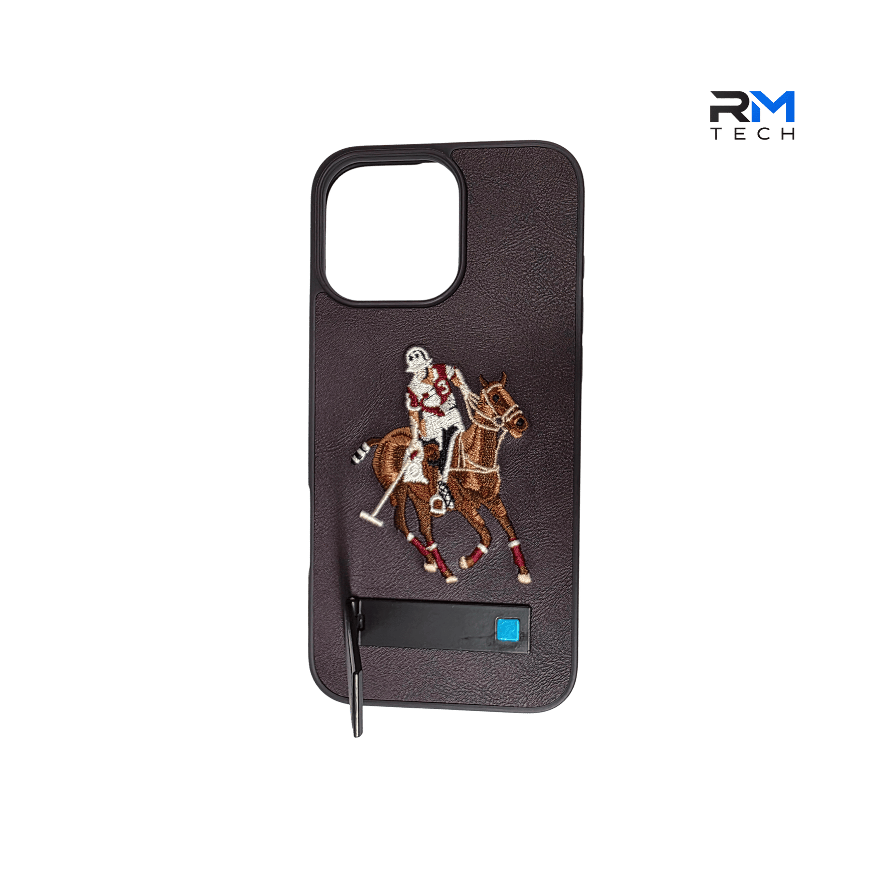 Luxury Polo Horse Leather Case with Kickstand for iPhone 16 Pro Max – Premium Shockproof Cover