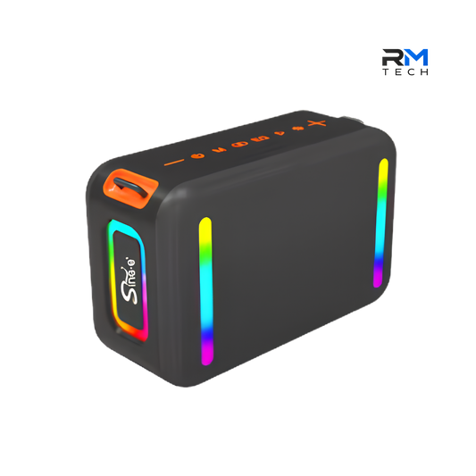 SING-E ZQS-P100 Coluna Bluetooth Party Speaker Portátil com Luzes RGB em Preto – RM TECH