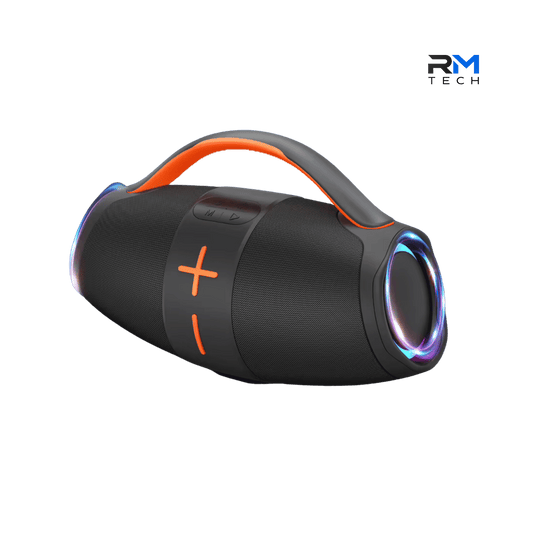SING-E ZQS-P50 Coluna Bluetooth Party Speaker 40W com Som Estéreo e Luzes RGB em Preto e Laranja – RM TECH