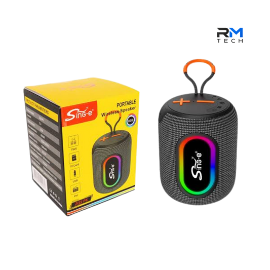 SING-E ZQS-P6 Coluna Bluetooth Portátil 5W com Luzes RGB LED e Resistência IPX4 Preto – RM TECH