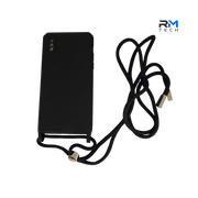 Black Silicone Case with Lanyard for iPhone XS | Soft Shockproof Protective Cover