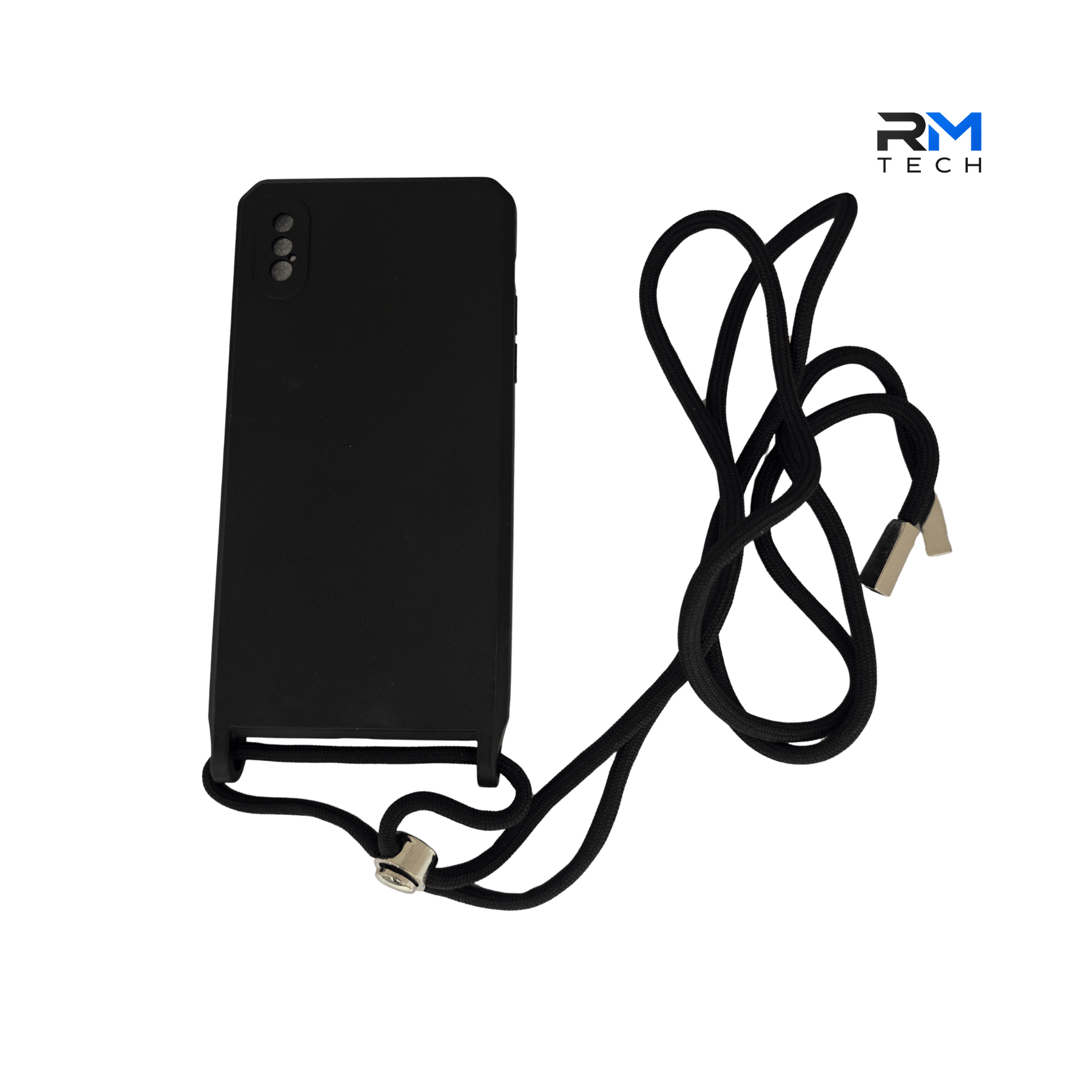 Black Silicone Case with Lanyard for iPhone XS | Soft Shockproof Protective Cover